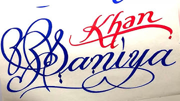 Saniya Khan Name Signature Calligraphy Status | How to Draw, Cursive Calligraphy with Cut Marker