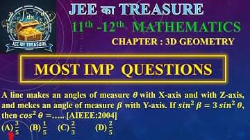 A line makes an angles of measure 𝜽 with X-axis and with Z-axis, and mekes an angle of measure 𝜷 wit