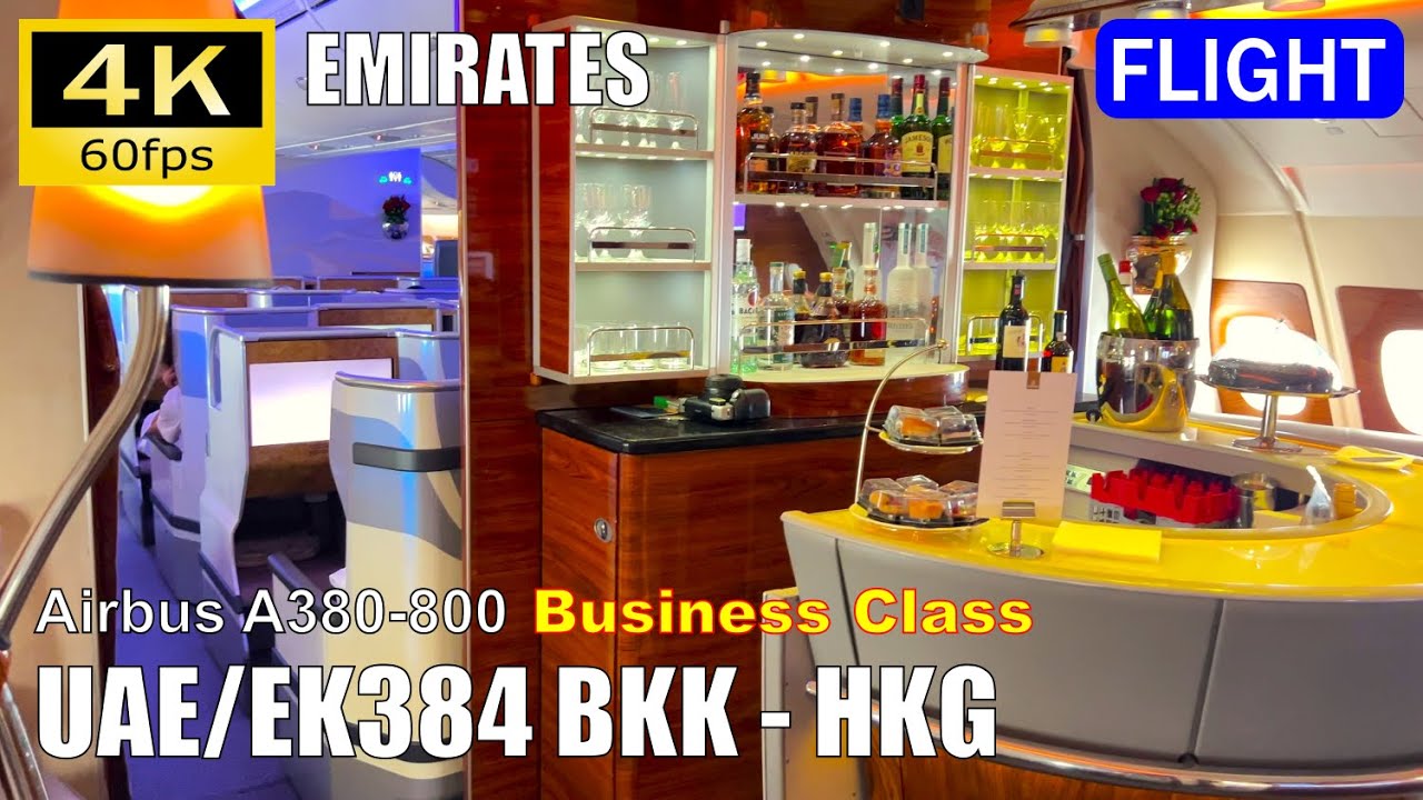 【Flight Report】Emirates, A380-800 Business Class: Bangkok BKK - Hong Kong HKG [4K]