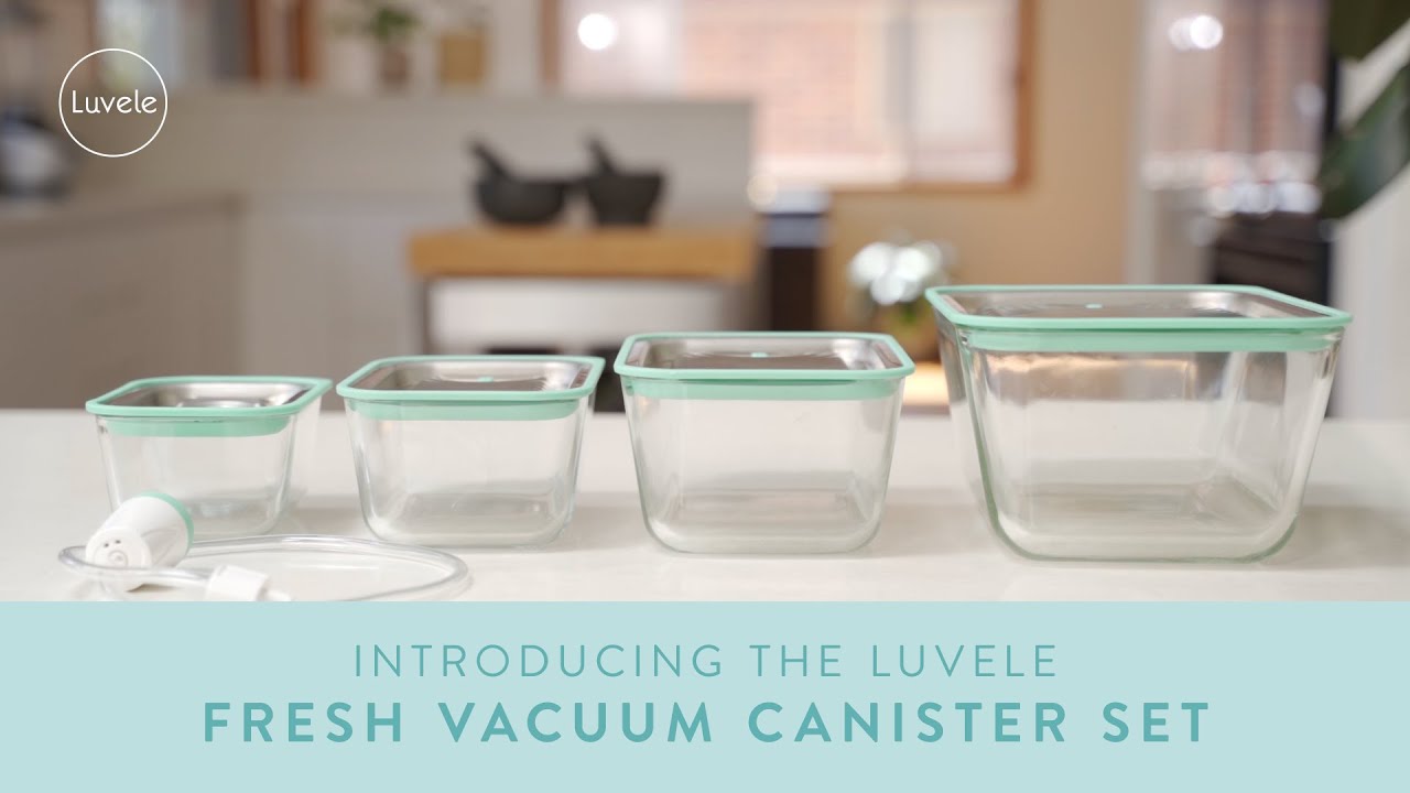 Luvele Glass Vacuum Seal Container Set, Plastic free Meal Prep Containers 