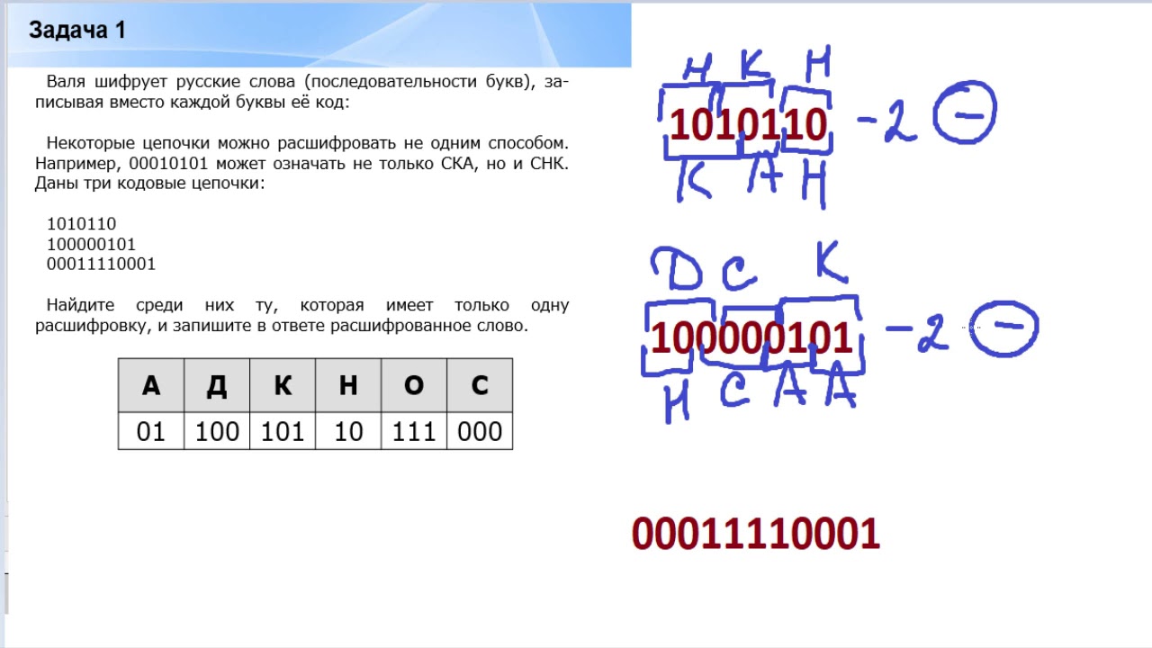 Даны три кодовые цепочки 01001010