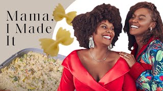 Tabitha Brown and Choyce Brown Share Their Vegan Alfredo Recipe with ELLE  | Mama, I Made It