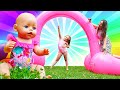 Las aventuras de Maya y Baby Born Lina. Vídeos de juguetes para bebés.