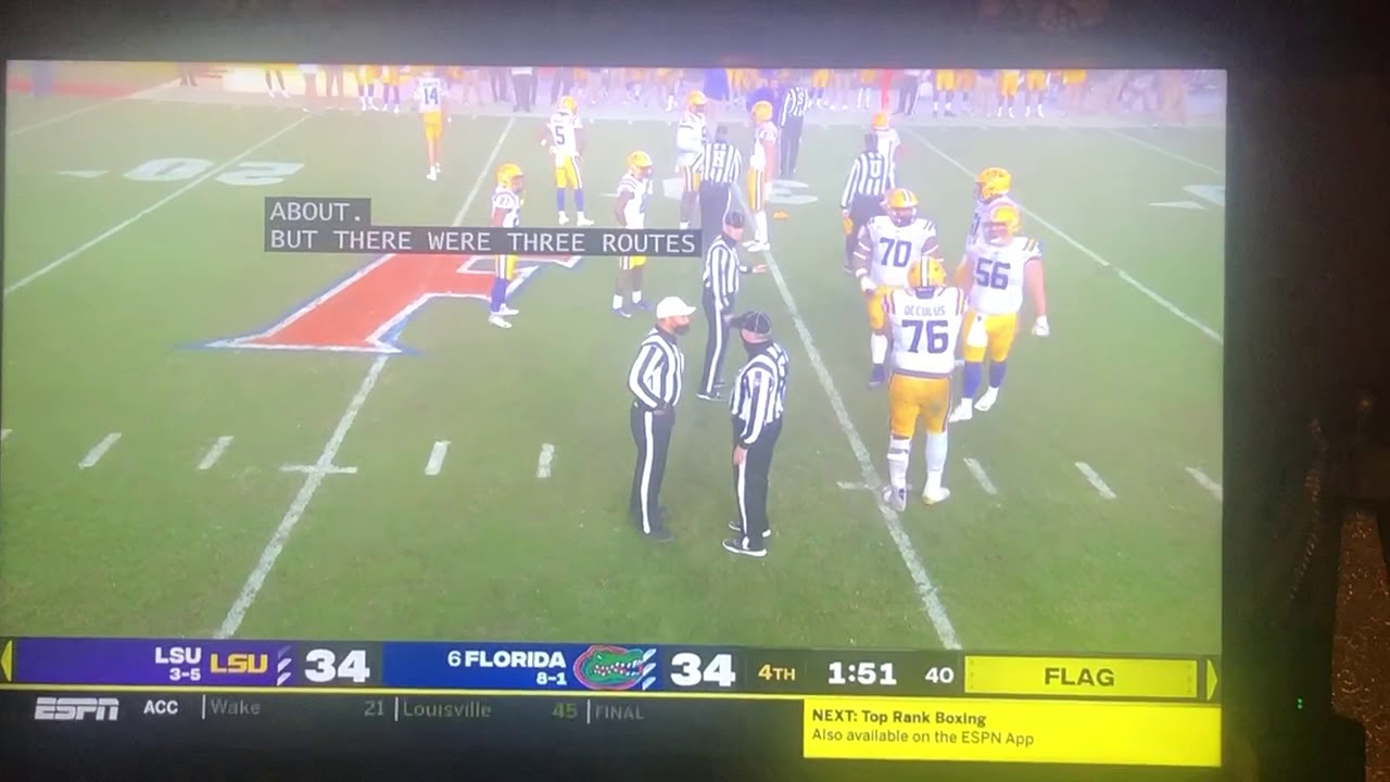 Throwing a cleat penalty in LSU vs Florida. Louisiana State still in it