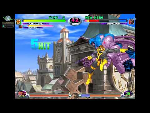 MvC2 Cyclops Infinite(instant double jump ver) x Mega Optic Blast from tag behind through HSF 120425