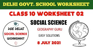 Class 10 SSt Worksheet 2 | Worksheet 2 Class 10 Social Sci. in English | 2021-22  #Worksheet2 #gg