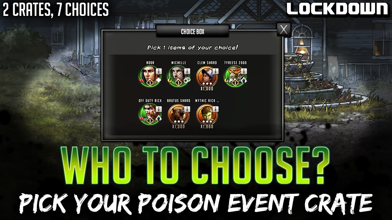TWD RTS: Who To Choose? Pick Your Poison Event Crate! The Walking Dead: Road to Survival Noor Rick