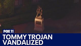 Statue vandalized at USC as protests continue