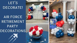 Air Force Retirement Party Decorations - Balloon Backdrop and Table Decorations
