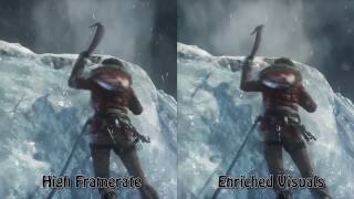 Comparison of the high framerate and enhanced visuals modes on a ps4
pro from rise tomb raider demo. watch in 1080p 60fps.