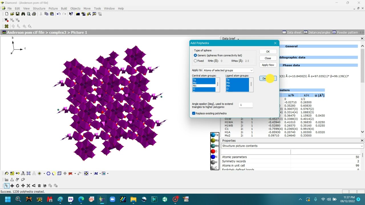 Diamond Software Tutorial/Crystal Structure From CIF File