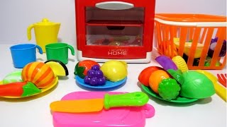 Toy velcro cutting fruit &amp; vegetables cooking