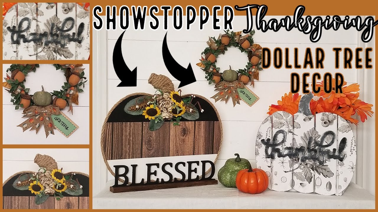 🍂SHOWSTOPPER FALL & THANKSGIVING DIYS!!~Dollar Tree Fall DIYS~Farmhouse ...
