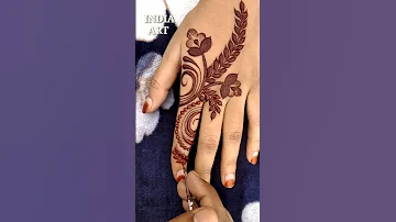 stylish back hand henna design/Red colour mehndi design #trending #youtubeshorts #indiaart #viral