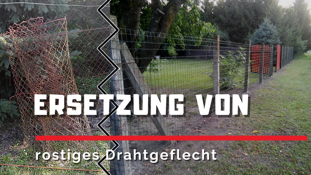 Montage von Gitterzaun an Betonsäulen