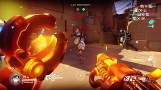 Genji gets punched and killed by Torbjörn