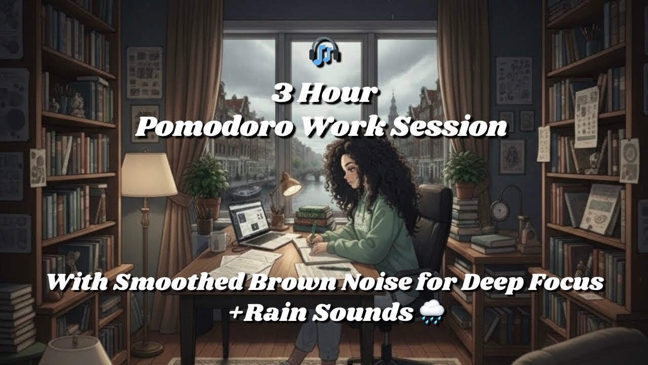 3 Hour Pomodoro | 50 Minute Intervals | with BROWN NOISE for ADHD Focus ...