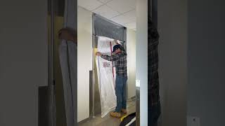 Walk in. Walk out. The MDK ZIPWALL® Dust Barrier Magnetic Door seals behind you—hands-free!