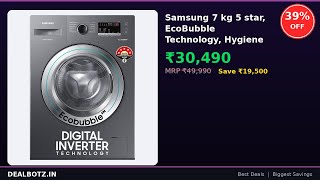 Samsung 7 kg 5 star, EcoBubble Technology,... सिर्फ Rs.30,490 में — 39% OFF | Amazon Deal Hindi