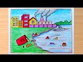 Plastic pollution drawing how to draw environment pollution scenery world environment day drawing