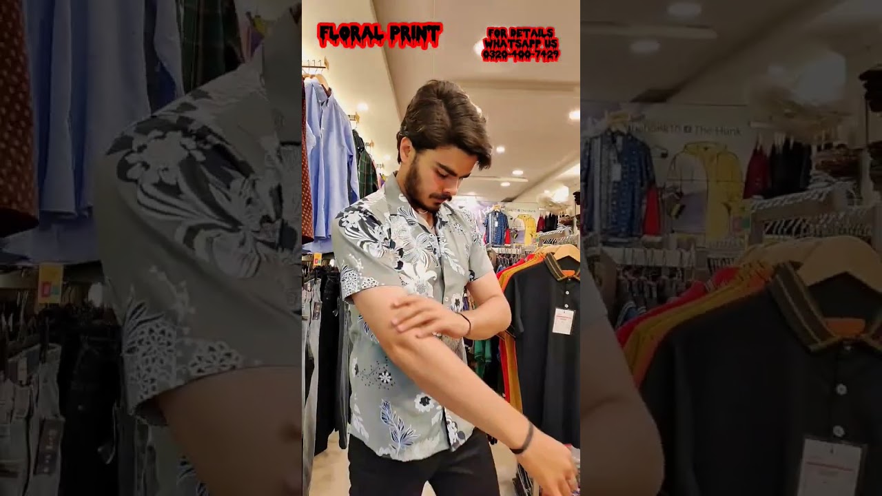 Zara Man Floral Print Half Sleeve Linen Slim Fit Shirt.Sizes(S,M,XL).