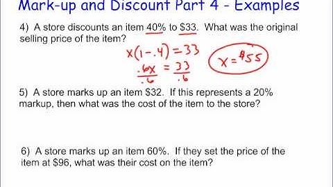 Markup and Discount Part 4 - More Examples