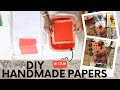 Let&#39;s Make DIY Colored Handmade paper! Paper Making with Recycled Papers + Mixed Media Collage Cards