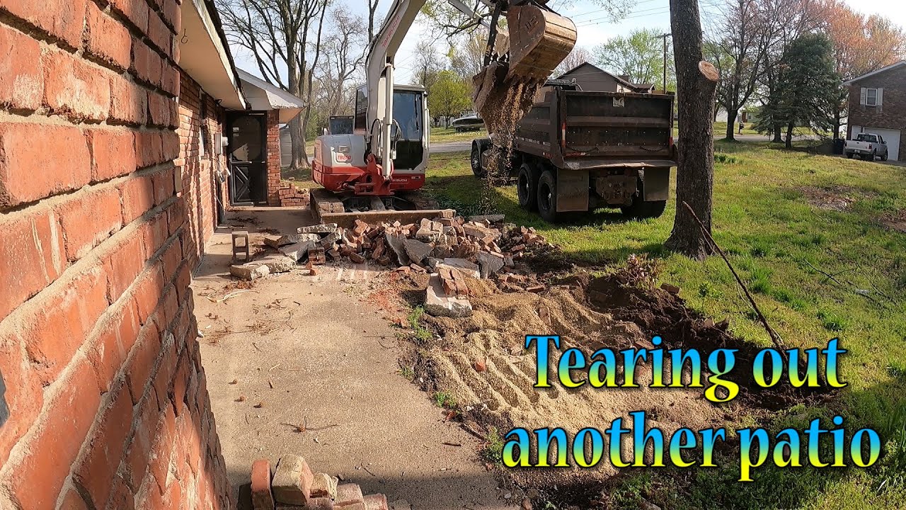 Tearing Out A Patio And Prepping The Rock For The Concrete Guys YouTube