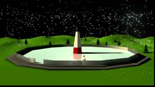 3D low polygon ice rink in a snowy night