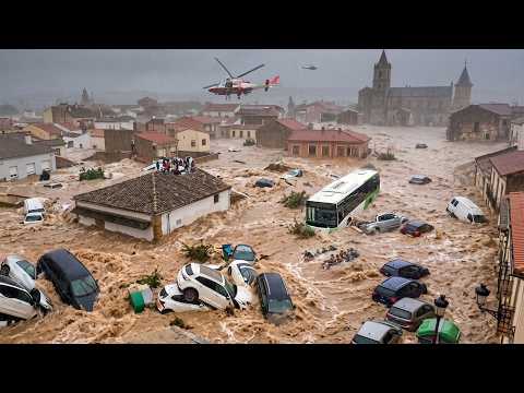 Massive Flood Disaster in Spain! Barcelona Underwater, Cars & Homes Submerged