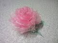Нежная, воздушная роза из органзы. Канзаши. Kanzashi
