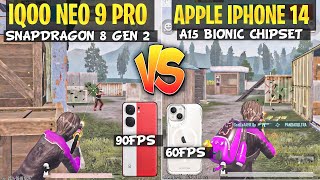 IQOO NEO 9 PRO VS IPHONE 14 GAMING TEST IN 2024🔥•iOS VS ANDROID•90FPS VS 60FPS•WHICH ONE IS BETTER👀