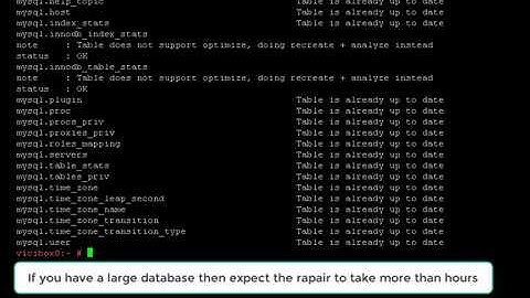 Repair VIcidial Mysql Database