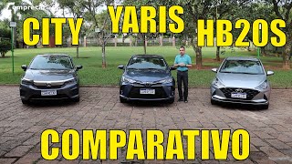 Comparativo: Honda City Sedan x Hyundai HB20S x Toyota Yaris Sedan