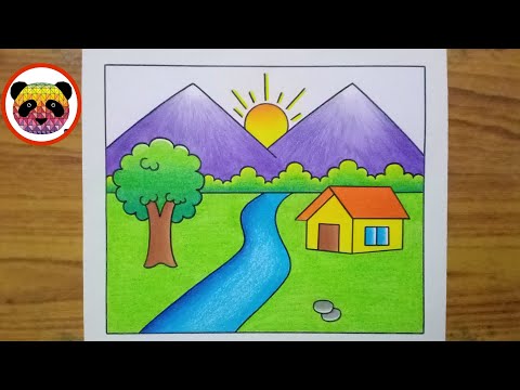 How to draw easy scenery, drawing scenery of temple | How to draw easy  scenery, drawing scenery of temple I am using doms oil pastels Luxor sketch  pen #forkids #doms #oilpastles #doms #