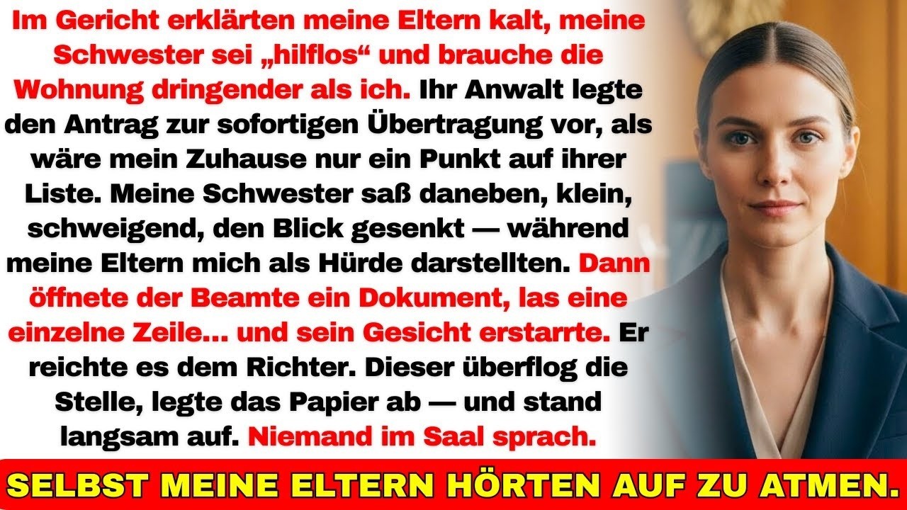 Meine Eltern wollten meine Wohnung meiner Schwester geben — bis der Richter das Dokument stoppte