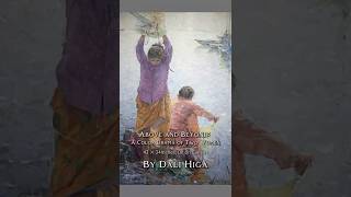 By Dali Higa“ Above and Beyond “ Two Women in a Drama of Color. Oil on canvas, 42 × 24 inches.