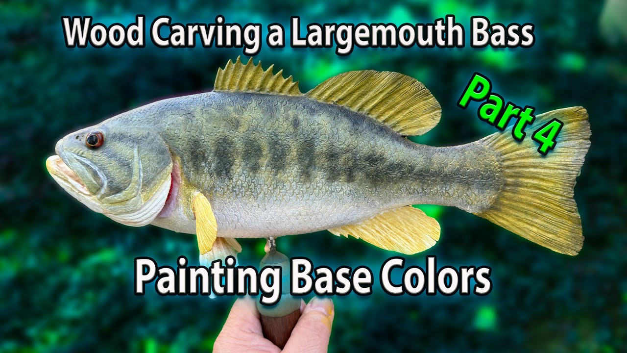 Wood Carving a Largemouth Bass Part part 4 Painting Base Colors