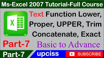 Ms Excel 2007 Tutorial Part 7
