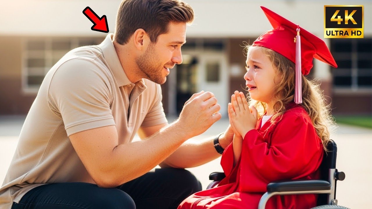 Paralyzed little girl asks single dad to be her dad at school graduation —what he does next