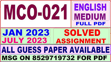 mco 021 solved assignment 2023 / mco 021 solved assignment 2023-24 in english / mcom mco021 2023