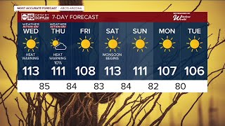 WEATHER ACTION DAY: Heat Warnings continue with highs around 113 degrees