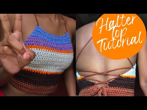 EASY Crochet HALTER Top Tutorial  How to Crochet Crop Top 