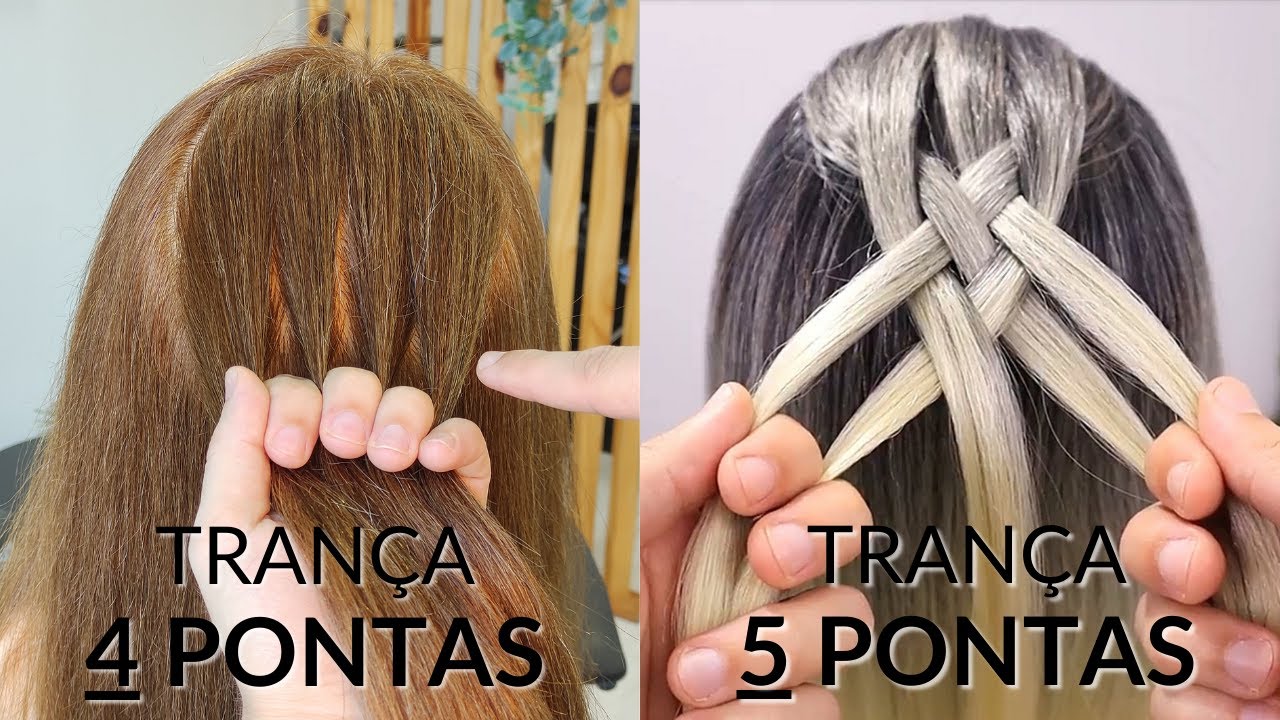 Como fazer TRANÇA DE 4 PONTAS e TRANÇA DE 5 PONTAS