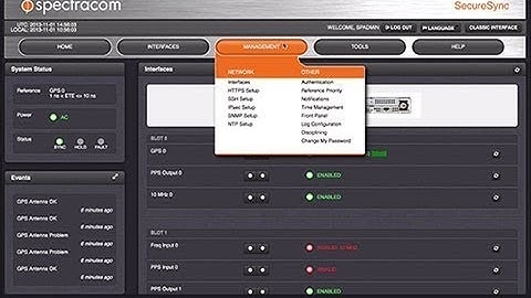 Orolia SecureSync time & frequency synchronization system user interface