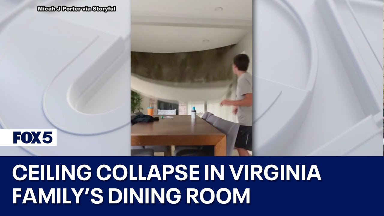 Ceiling collapse in Virginia family’s dining room - YouTube