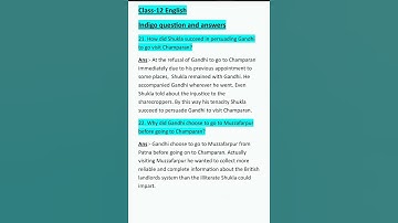 class-12 English Indigo question and answers #english #answers