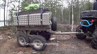 ATV camping trip with articulated hitch offroad Trailer