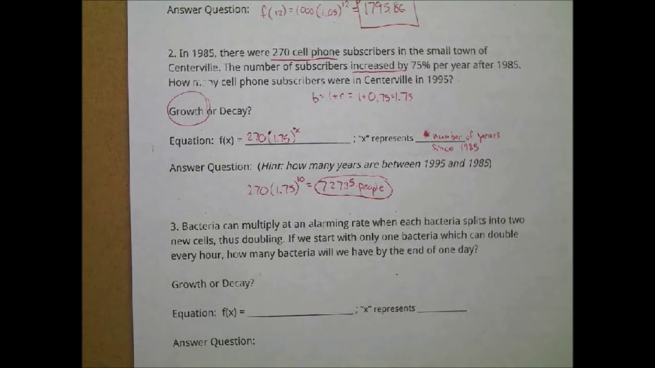 4/1/2019 Exponential Growth and Decay Word Problems - YouTube