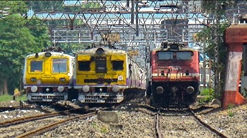 Perfect parallel and brutal overtake of local Train